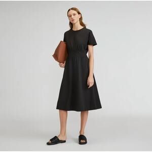 Everlane The Organic Cotton Waisted Dress Black Sz L Beach Vacation Casual Dark